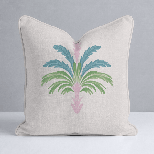 Bellagio Blush Linen Palm Throw Pillow - Lemon Park